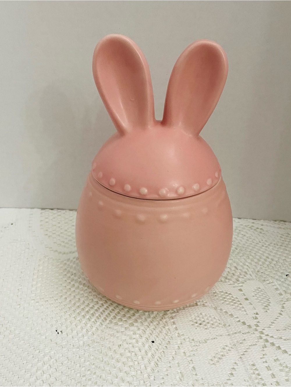 Pink Bunny Ceramic Jar - Home Art Decorative Storage